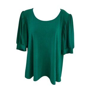 Calvin Klein Green Blouse Puff Sleeves Kelly green work office academia